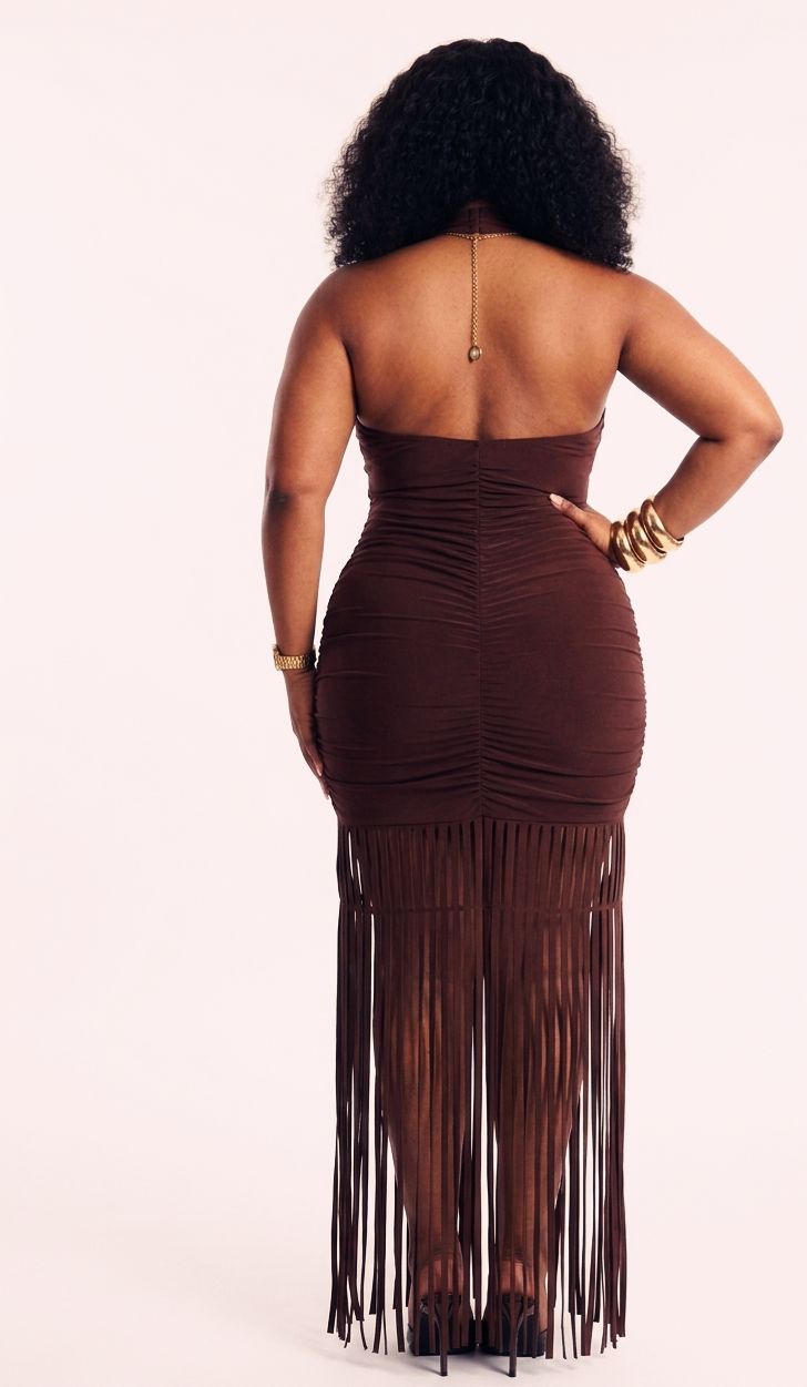 The Goddess Fringe Gown