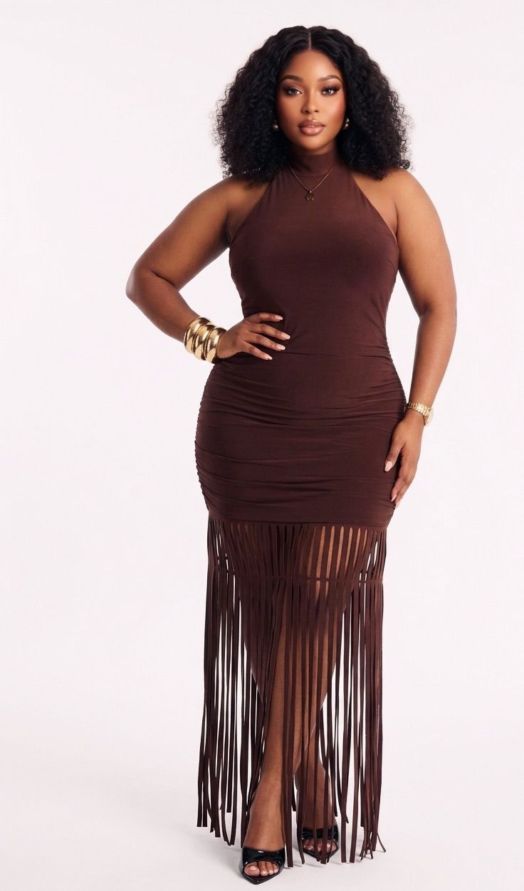 The Goddess Fringe Gown