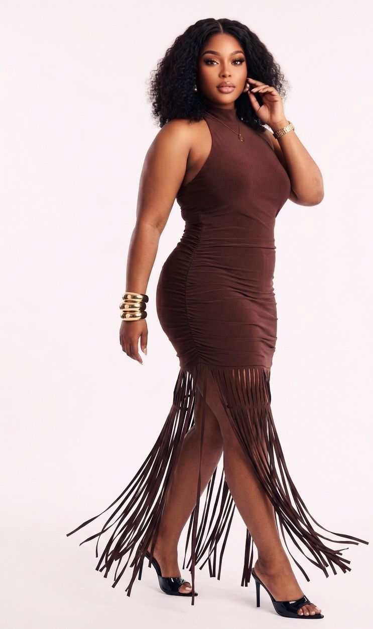 The Goddess Fringe Gown